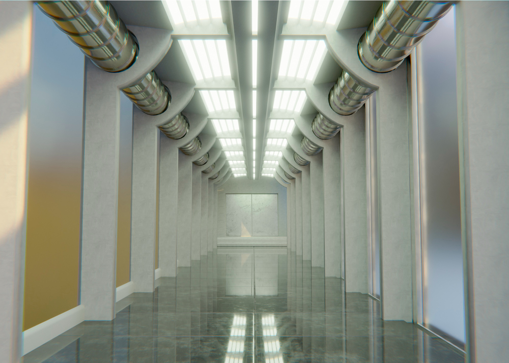 Sistema de filtragem de ar industrial em ambiente industrial limpo